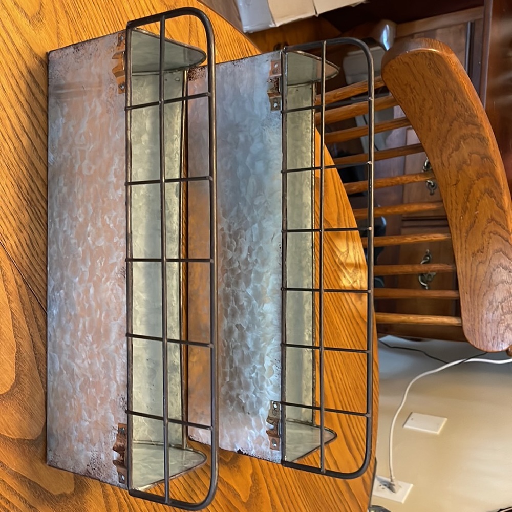 Metal Farmhouse shelves. very sturdy. great for garden or bath or, porch. nice!!